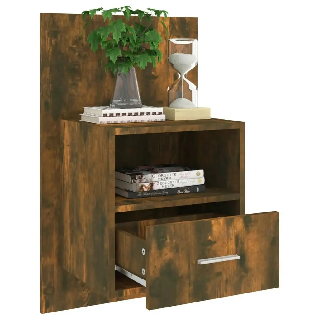 Wall-mounted Bedside Cabinet Smoked Oak 816964