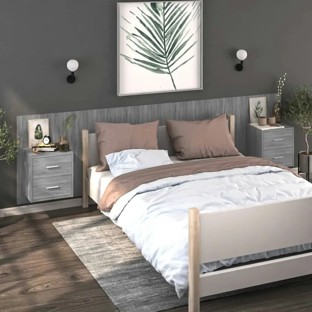 Wall-mounted Bedside Cabinet Grey Sonoma 816960