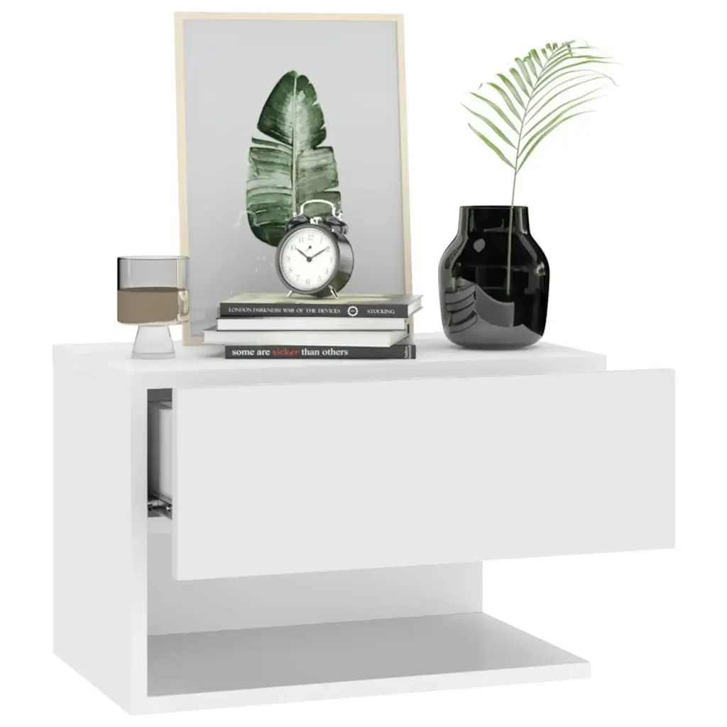 Wall-mounted Bedside Cabinet White 810953