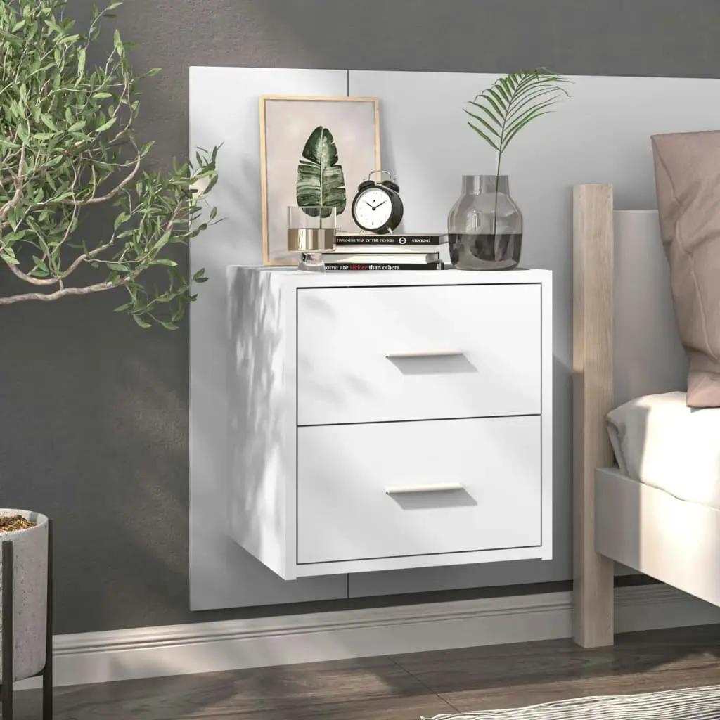 Wall-mounted Bedside Cabinet White 810989