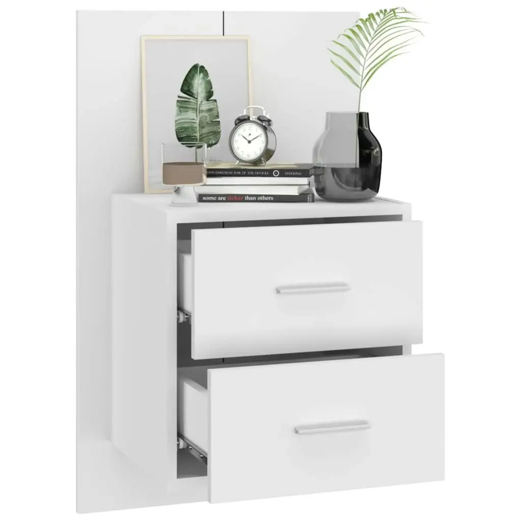 Wall-mounted Bedside Cabinet White 810989