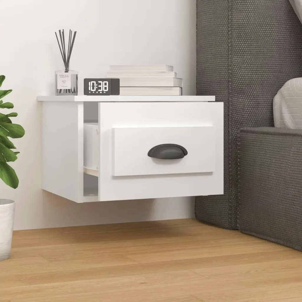 Wall-mounted Bedside Cabinet High Gloss White 41.5x36x28cm 816380