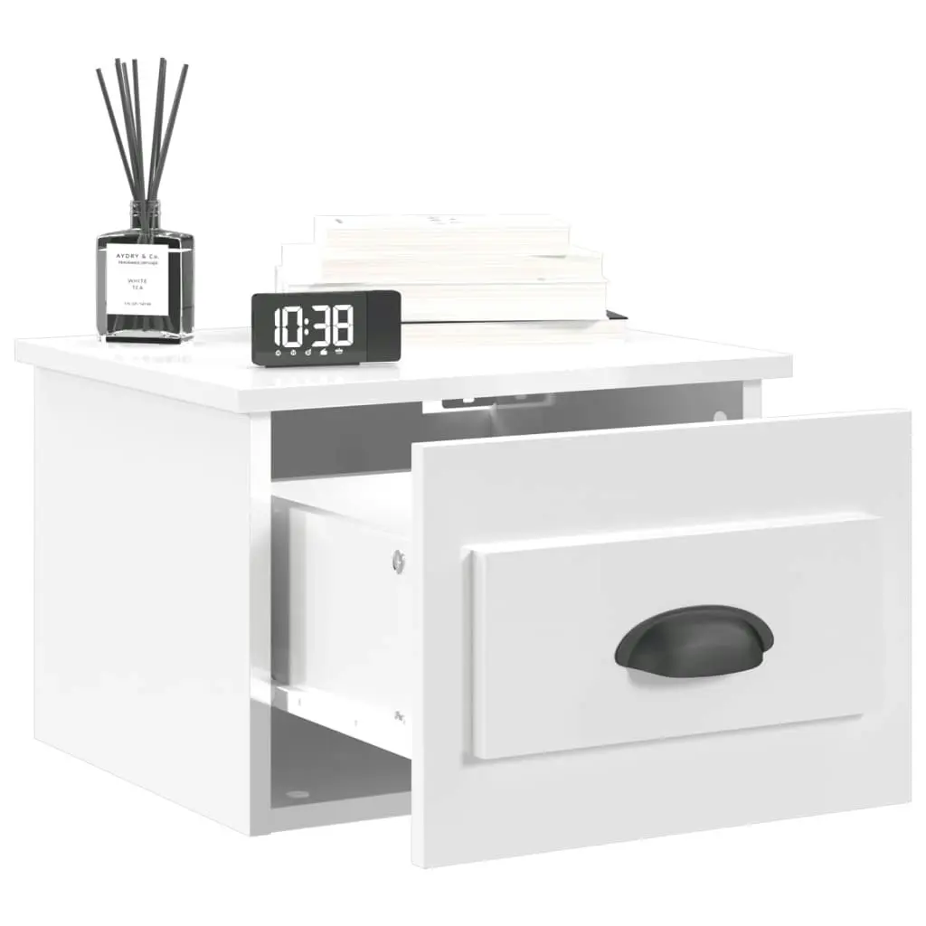 Wall-mounted Bedside Cabinet High Gloss White 41.5x36x28cm 816380