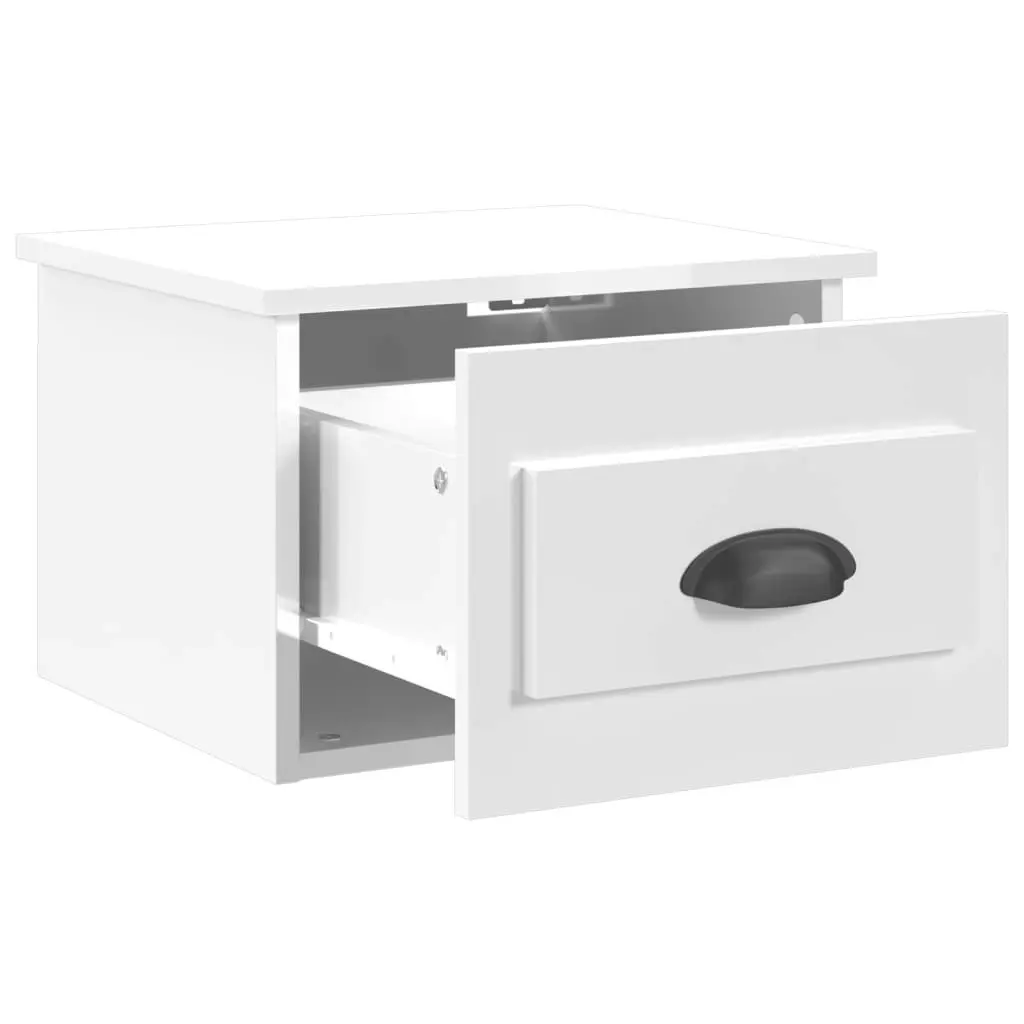 Wall-mounted Bedside Cabinet High Gloss White 41.5x36x28cm 816380