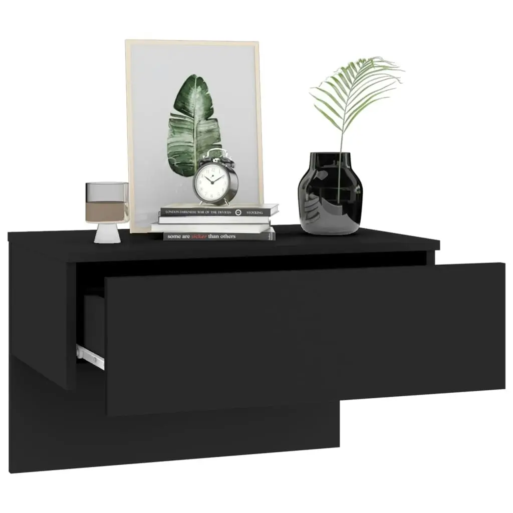 Wall-mounted Bedside Cabinets 2 pcs Black 810938