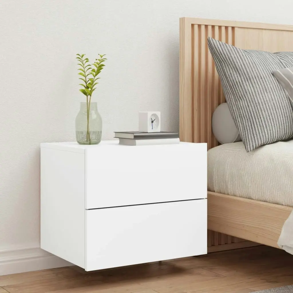 Wall-mounted Bedside Cabinet with LED Lights White 836812