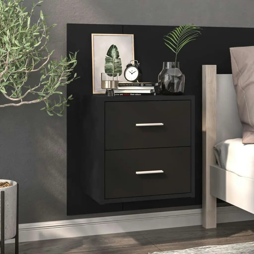 Wall-mounted Bedside Cabinets 2 pcs Black 810992