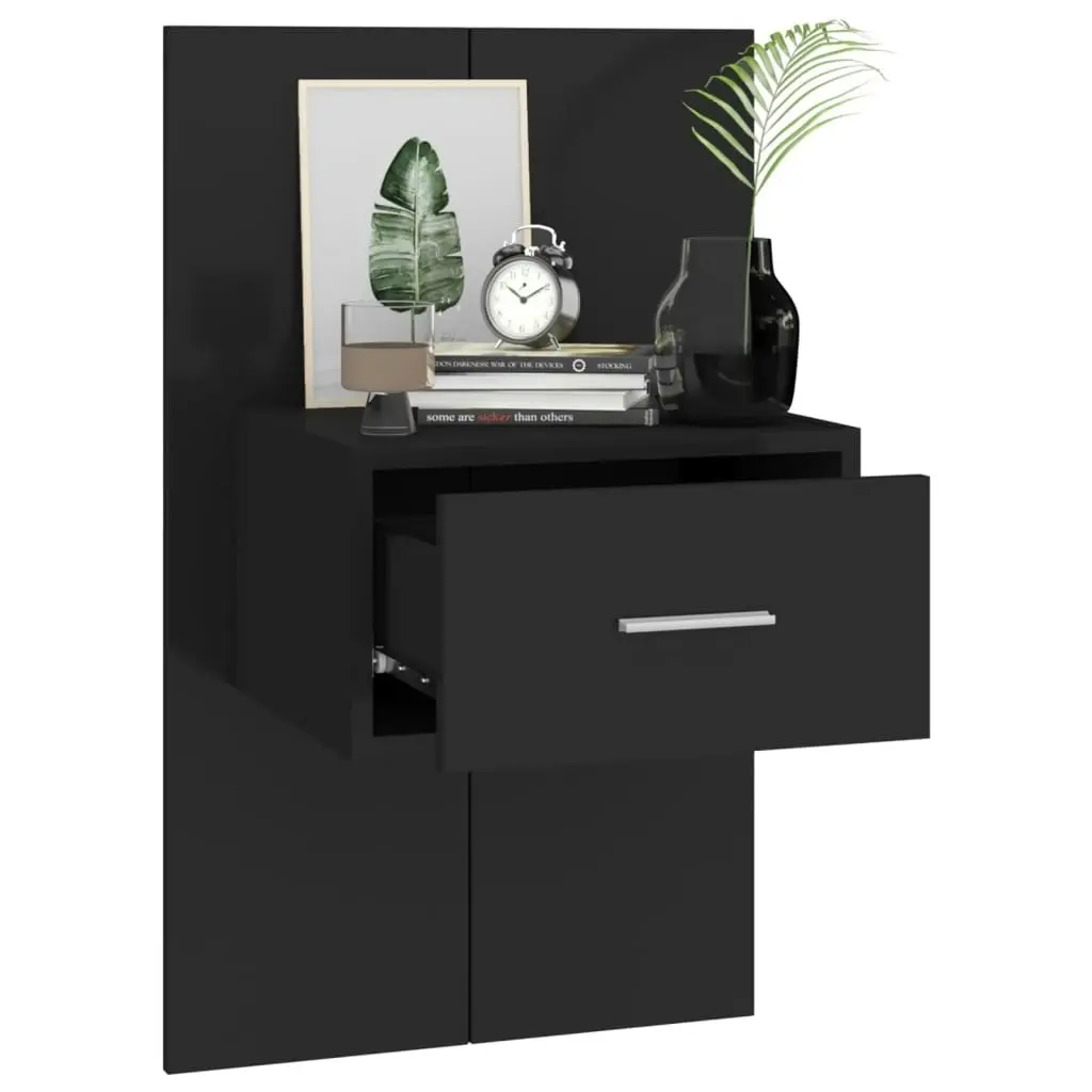 Wall-mounted Bedside Cabinets 2 pcs Black 810974