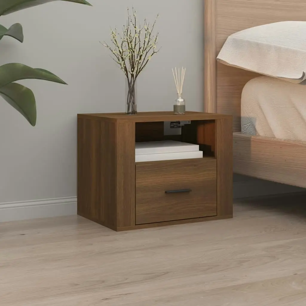 Wall-mounted Bedside Cabinets 2 pcs Brown Oak 50x36x40 cm 816895