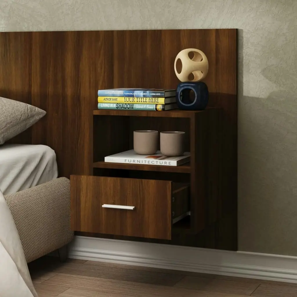 Wall-mounted Bedside Cabinets 2 pcs Brown Oak 816969