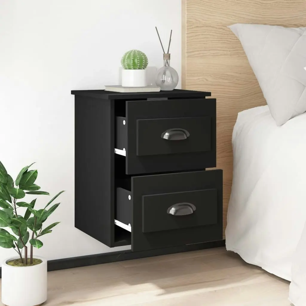 Wall-mounted Bedside Cabinets 2 pcs Black 41.5x36x53cm 816395