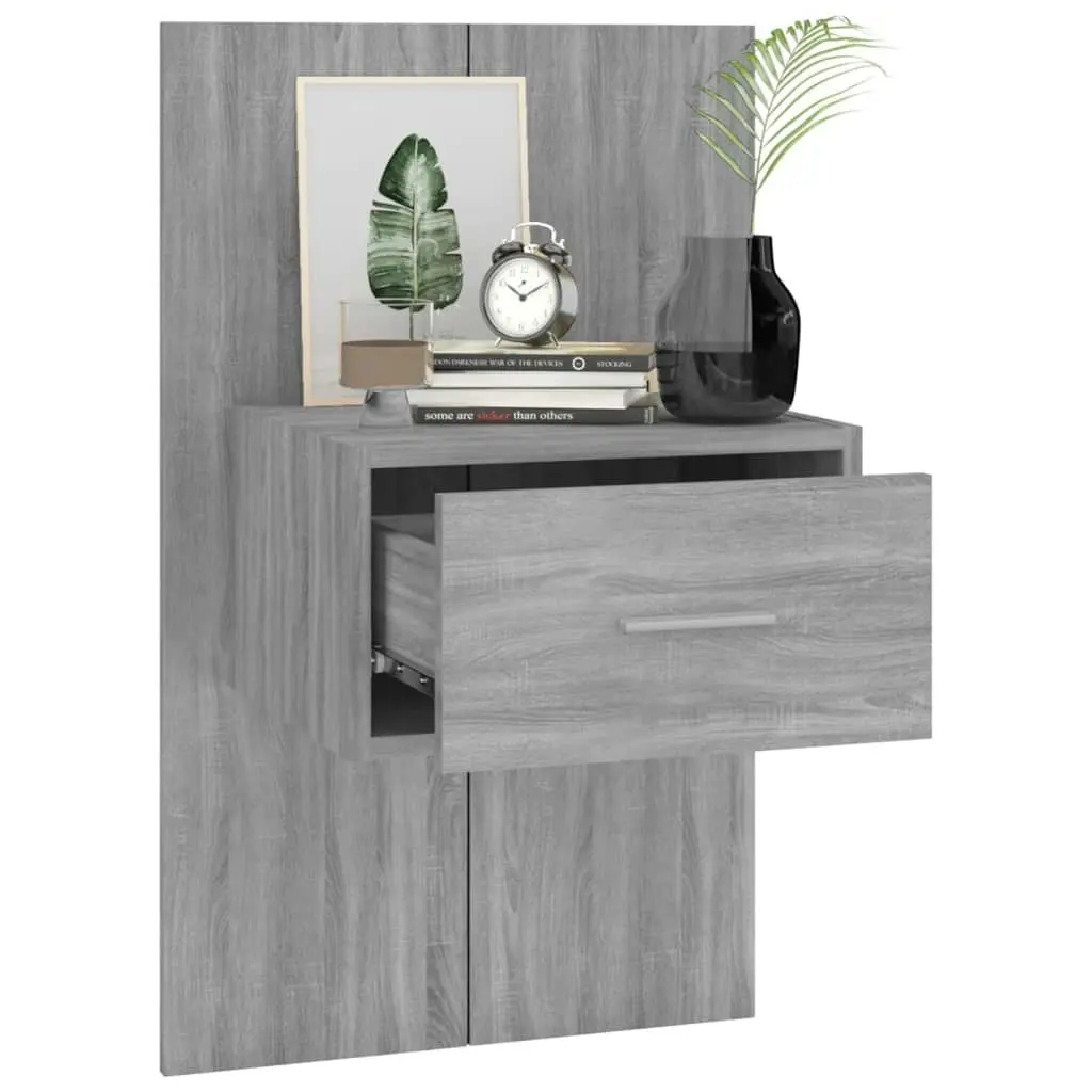 Wall-mounted Bedside Cabinets 2 pcs Grey Sonoma 816955