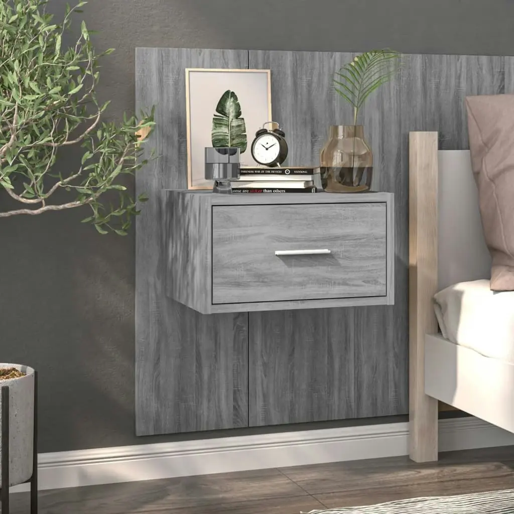 Wall-mounted Bedside Cabinets 2 pcs Grey Sonoma 816955