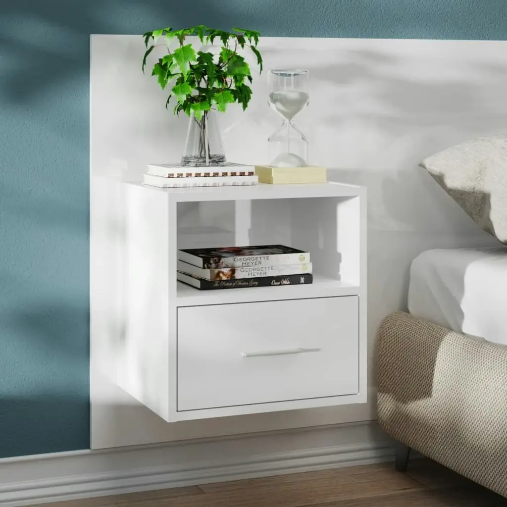 Wall-mounted Bedside Cabinets 2 pcs High Gloss White 811020