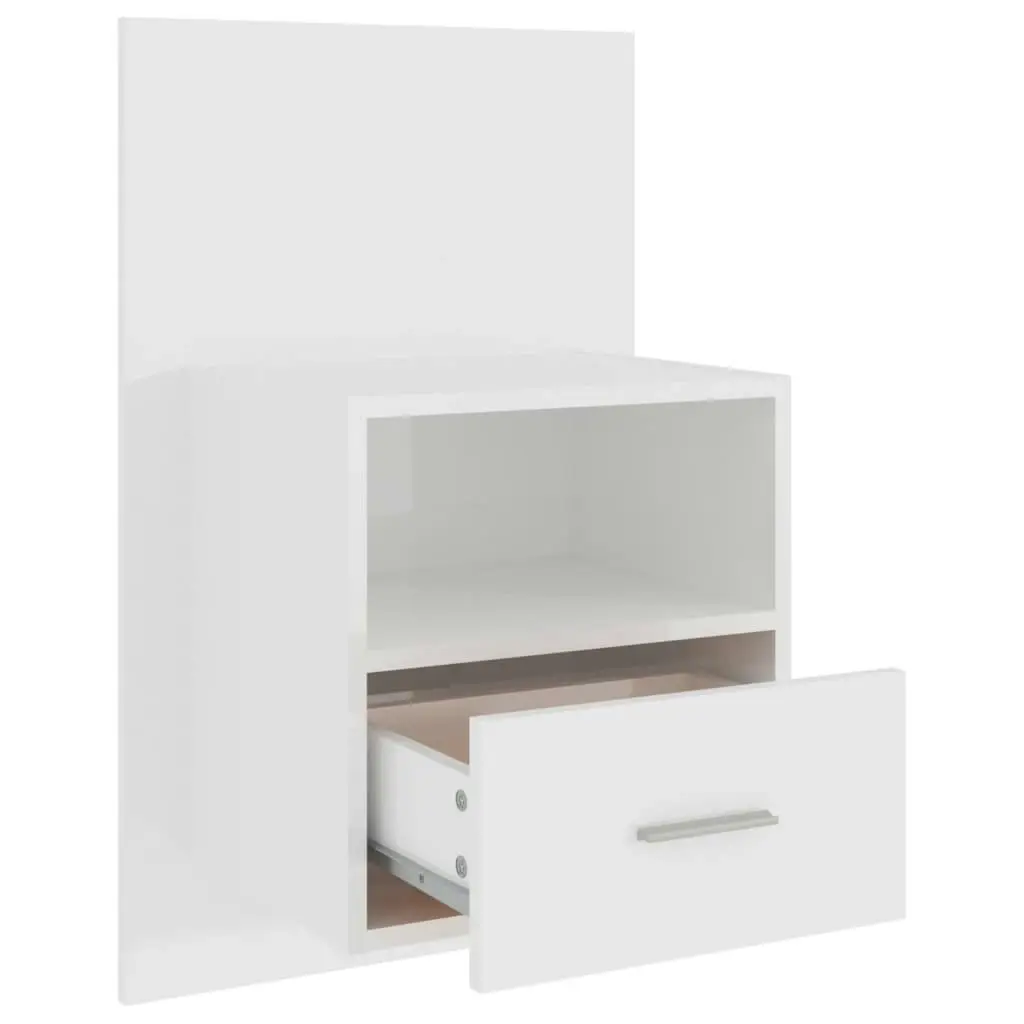 Wall-mounted Bedside Cabinets 2 pcs High Gloss White 811020