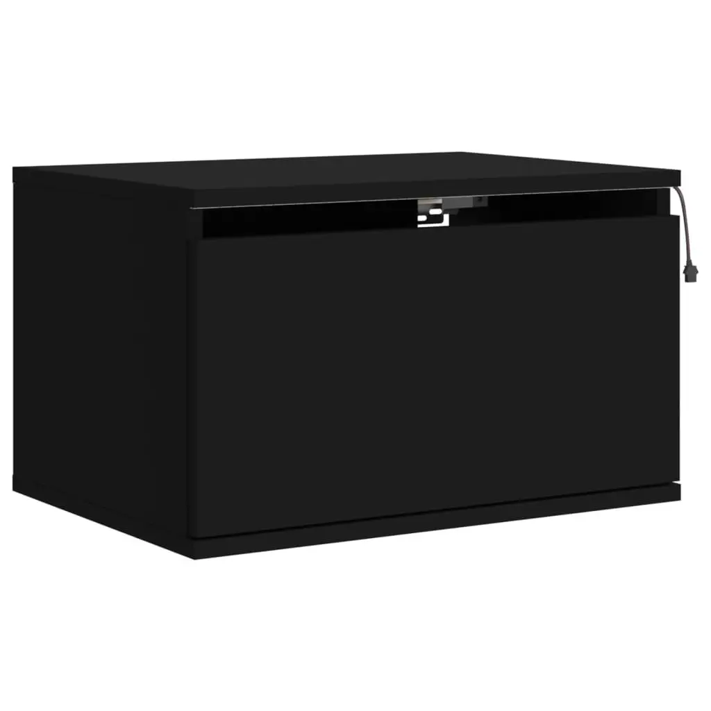 Wall-mounted Bedside Cabinets with LED Lights 2 pcs Black 836829