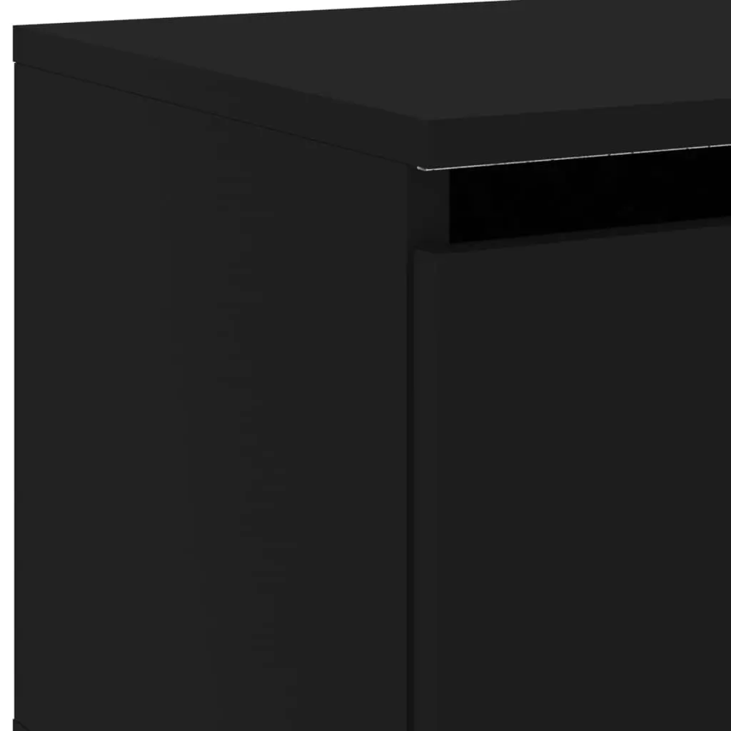 Wall-mounted Bedside Cabinets with LED Lights 2 pcs Black 836829