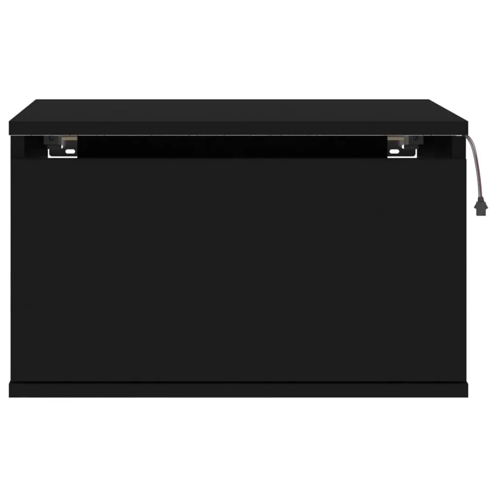 Wall-mounted Bedside Cabinets with LED Lights 2 pcs Black 836829