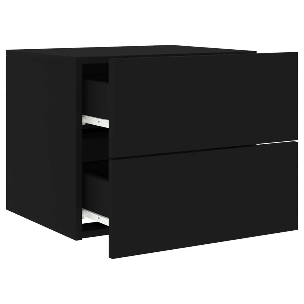 Wall-mounted Bedside Cabinets with LED Lights 2 pcs Black 836815