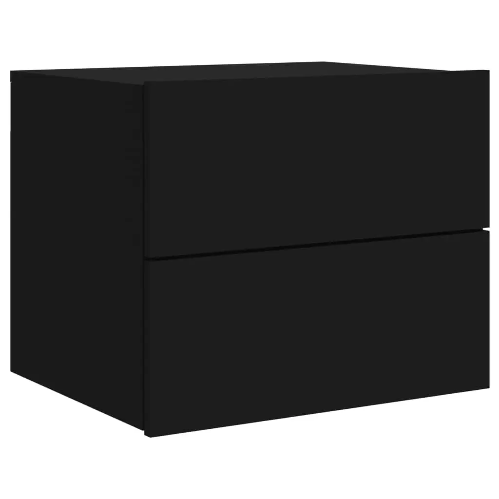 Wall-mounted Bedside Cabinets with LED Lights 2 pcs Black 836815