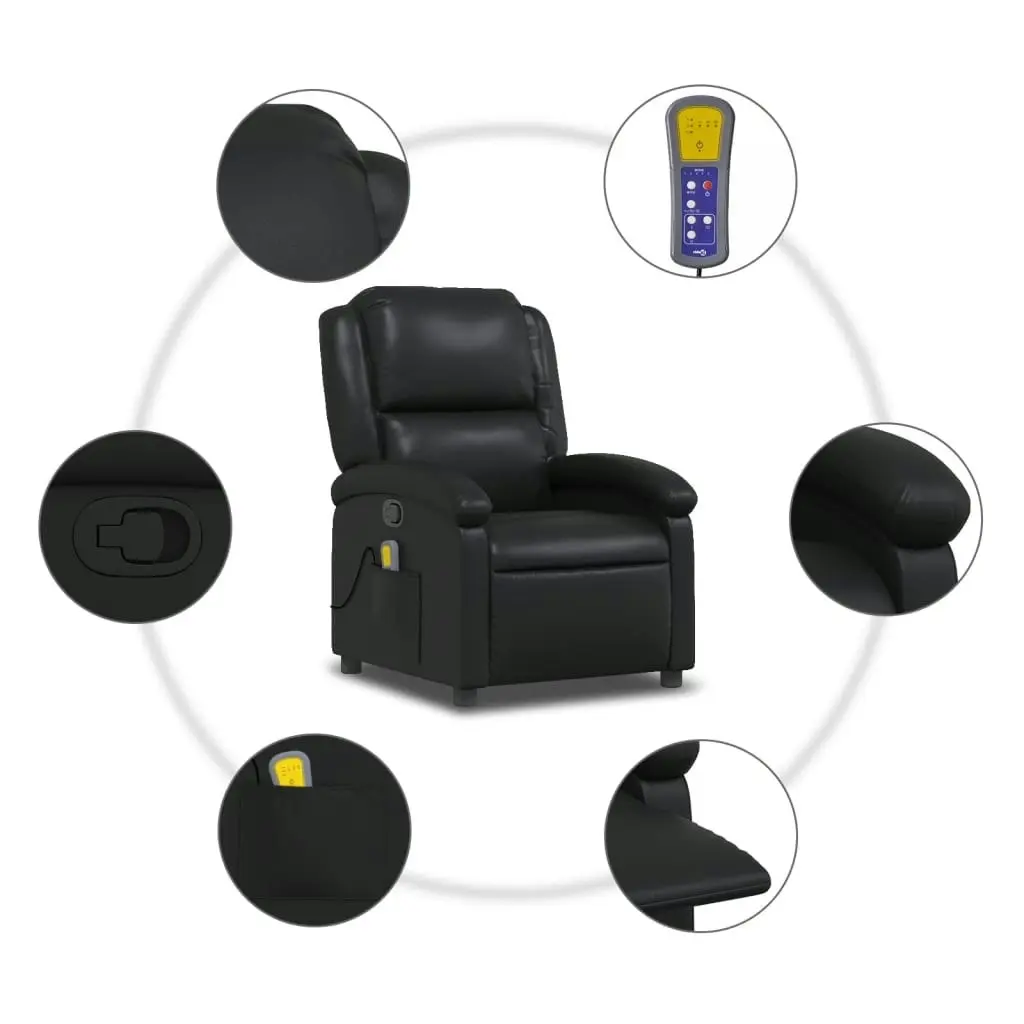 Massage Recliner Chair Black Faux Leather 371782