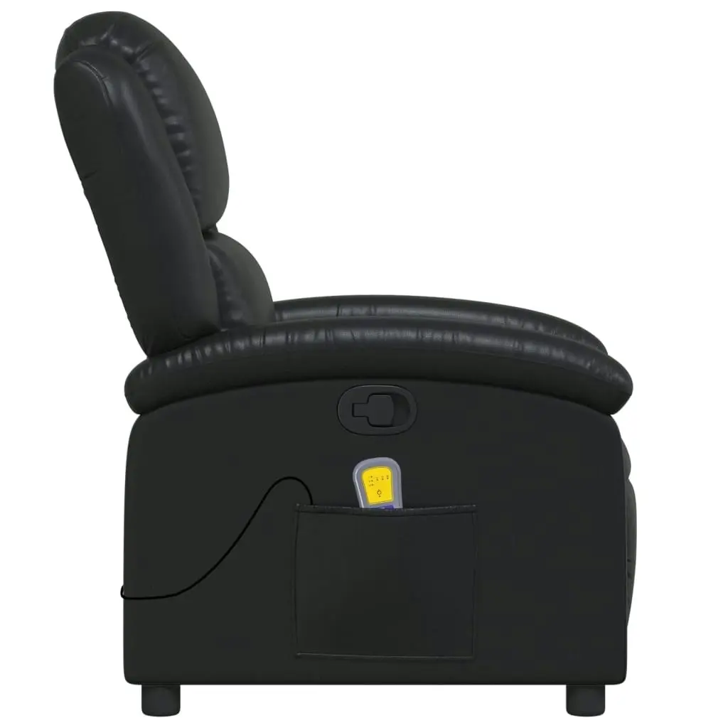 Massage Recliner Chair Black Faux Leather 371782