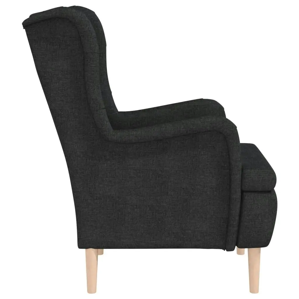 Armchair with Solid Rubber Wood Feet Black Fabric 329386