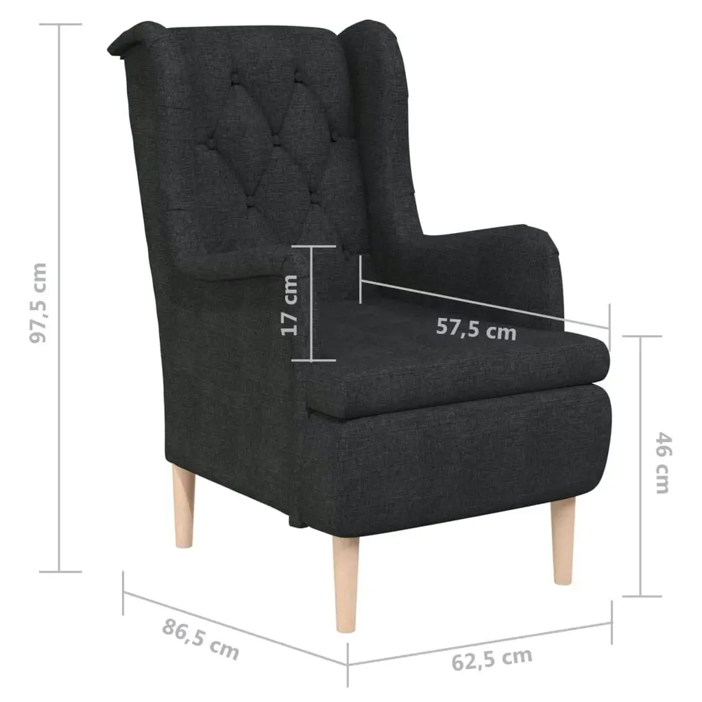 Armchair with Solid Rubber Wood Feet Black Fabric 329386