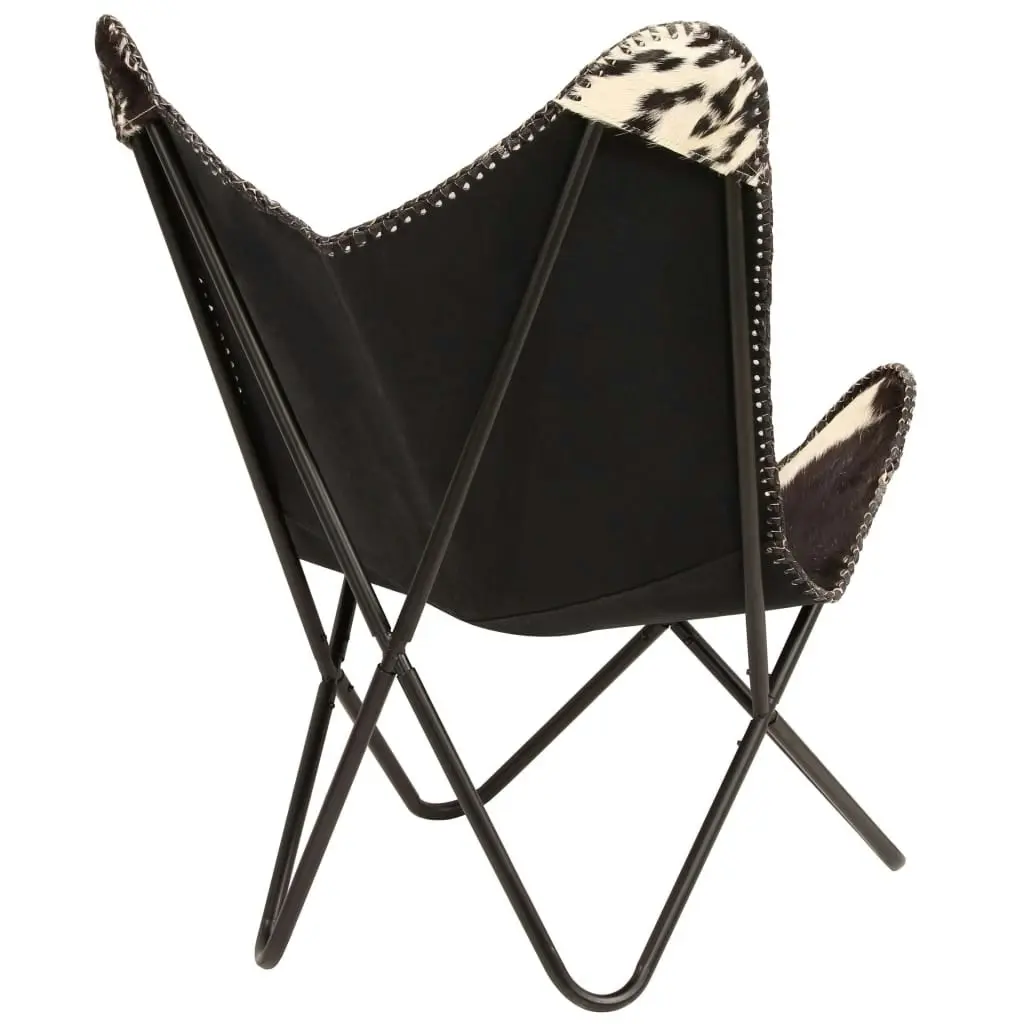 Butterfly Chair Black and White Genuine Goat Leather 246390