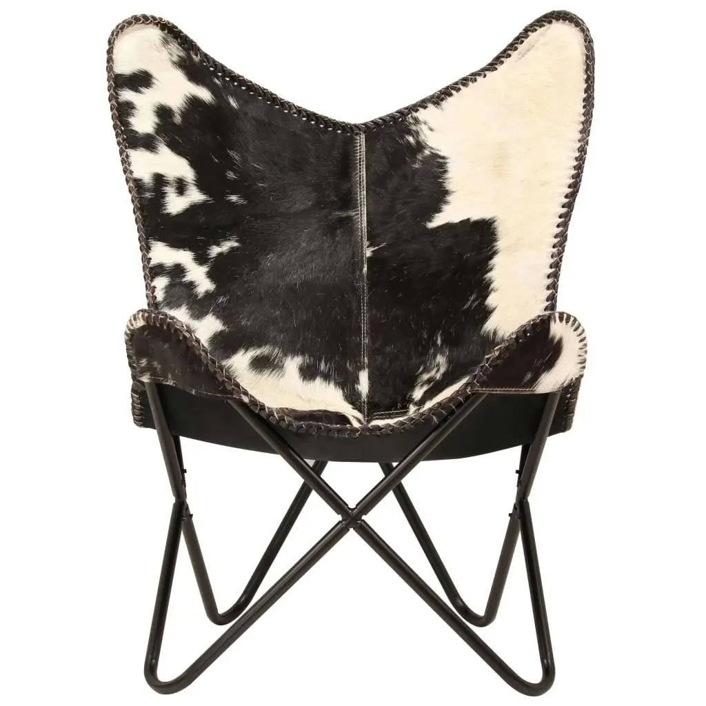 Butterfly Chair Black and White Genuine Goat Leather 246390