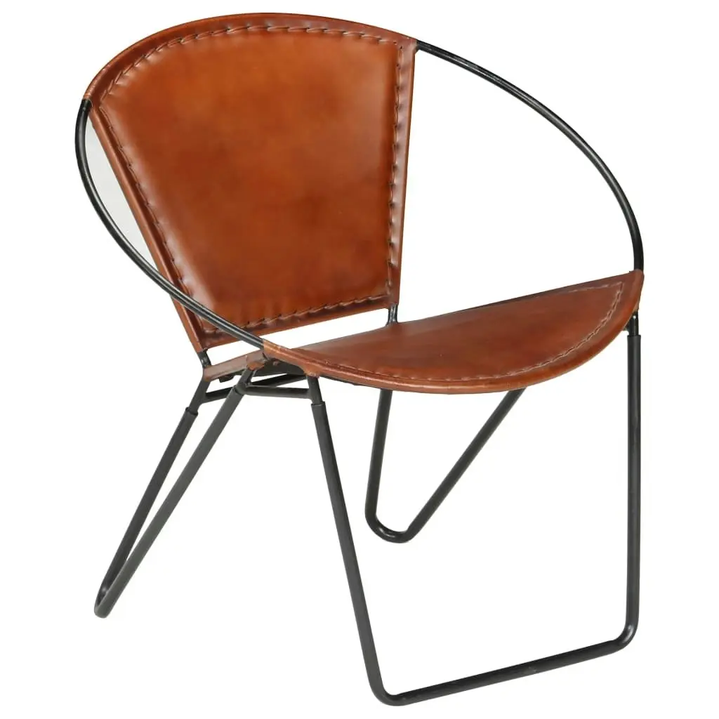 Chair Brown Real Leather 246367