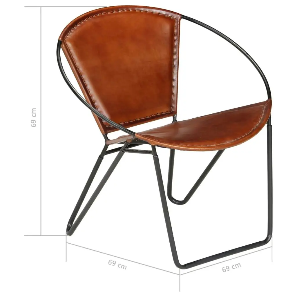 Chair Brown Real Leather 246367