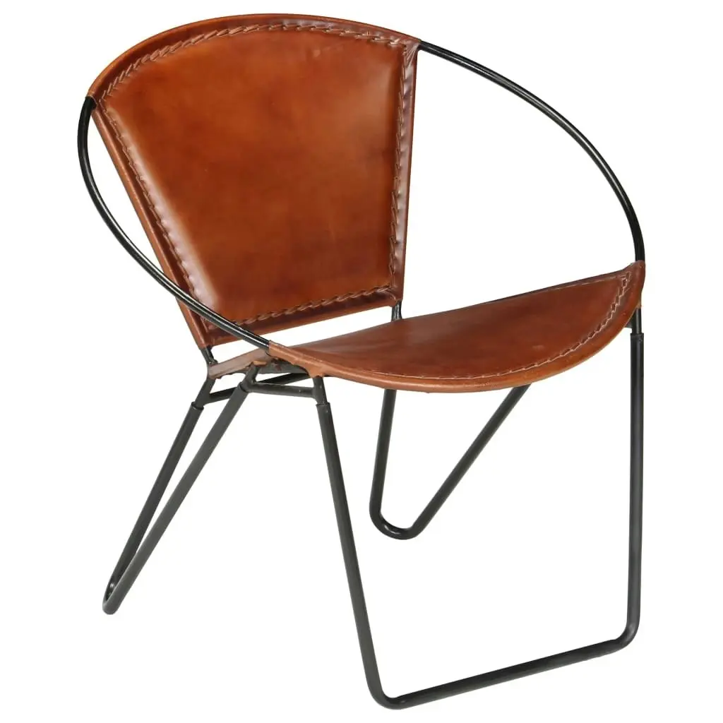 Chair Brown Real Leather 246367