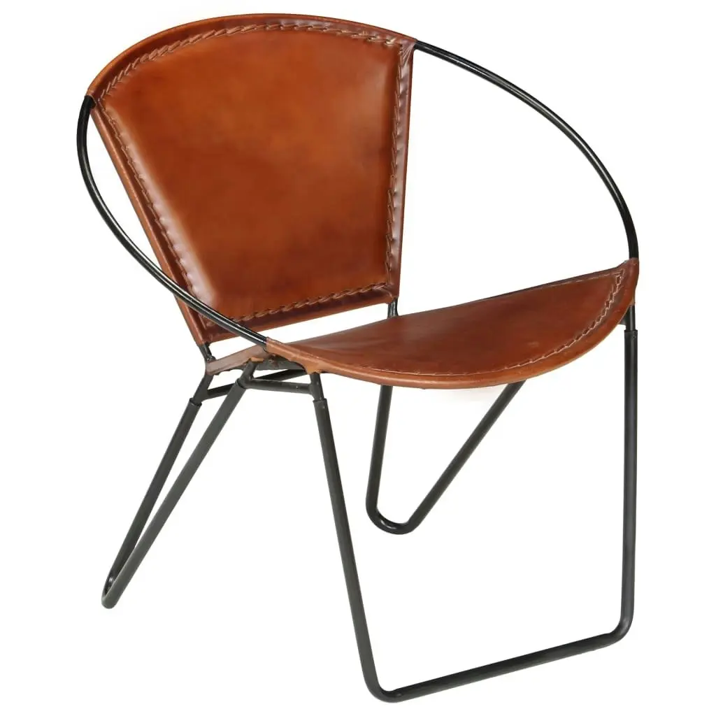 Chair Brown Real Leather 246367