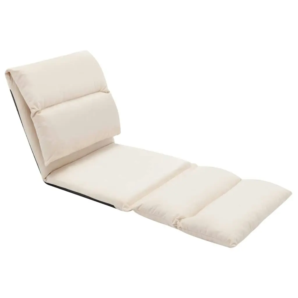 Folding Floor Chair Cream Microfibre 325263