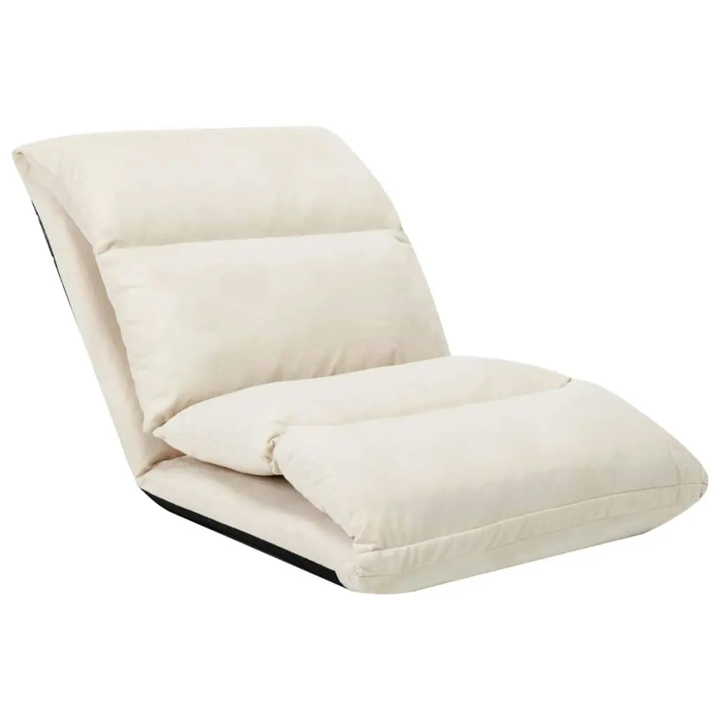 Folding Floor Chair Cream Microfibre 325263