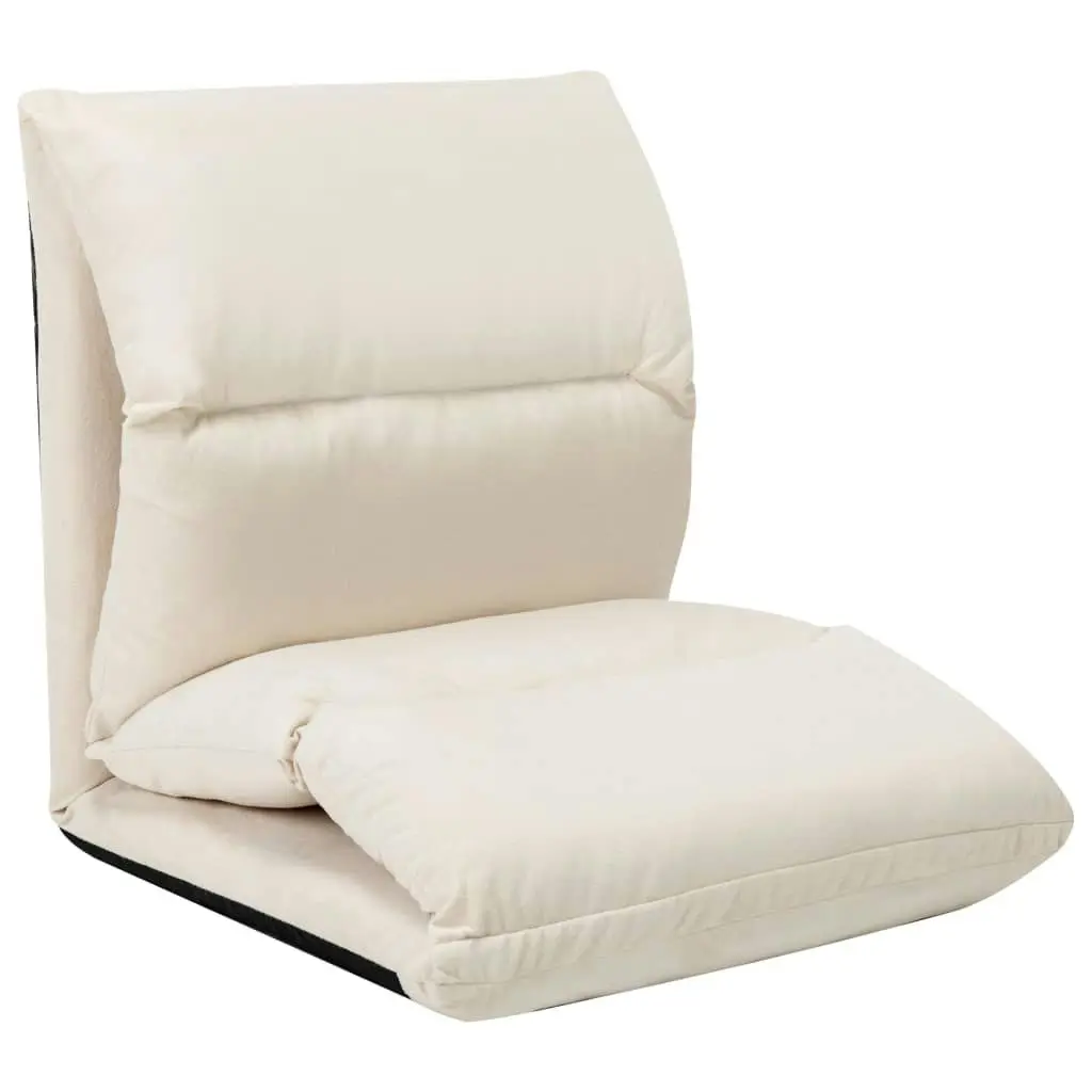 Folding Floor Chair Cream Microfibre 325263