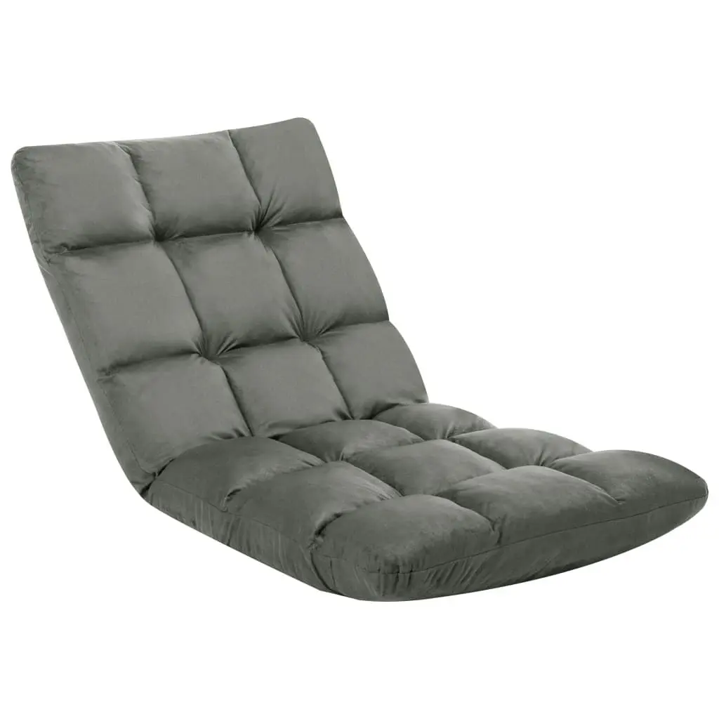 Folding Floor Chair Dark Grey Microfibre 325255