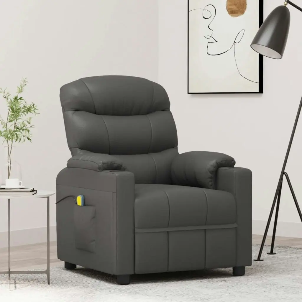 Massage Chair Grey Faux Leather 348066