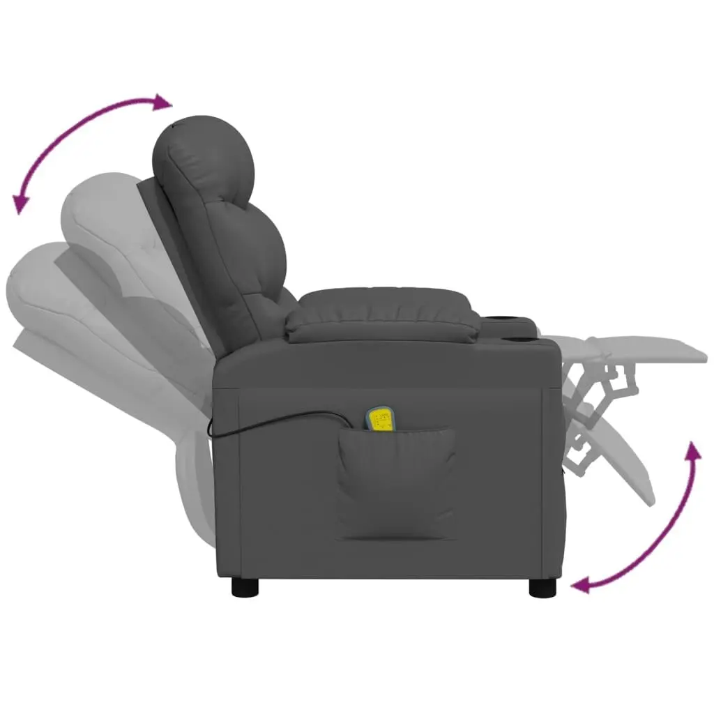 Massage Chair Grey Faux Leather 348066