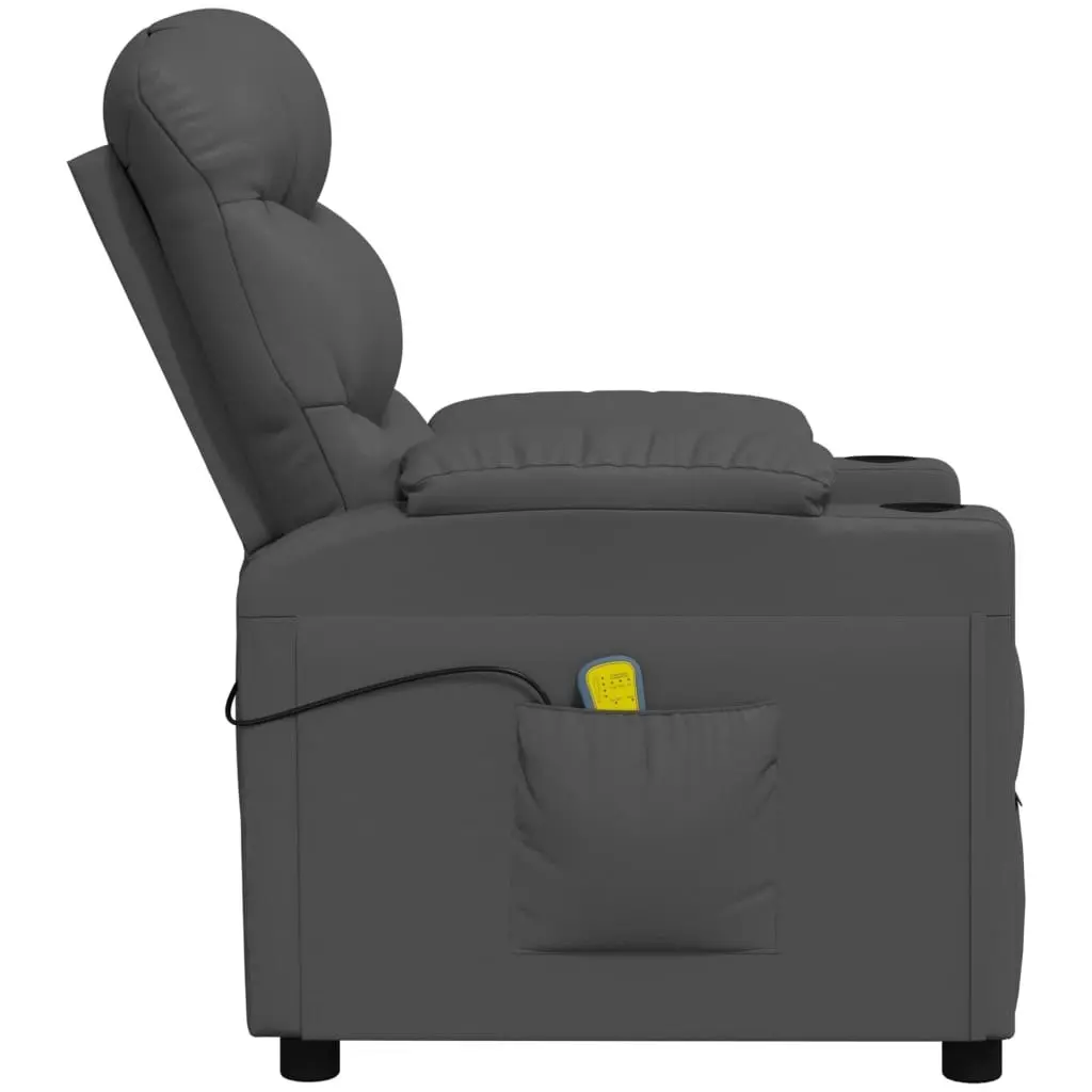 Massage Chair Grey Faux Leather 348066