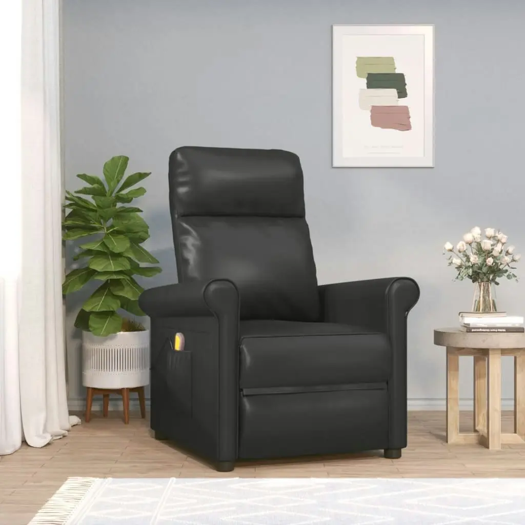 Massage Chair Black Faux Leather 348040