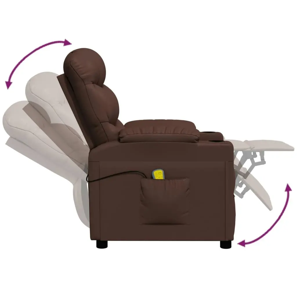 Massage Chair Brown Faux Leather 348065