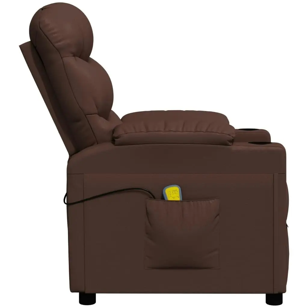 Massage Chair Brown Faux Leather 348065