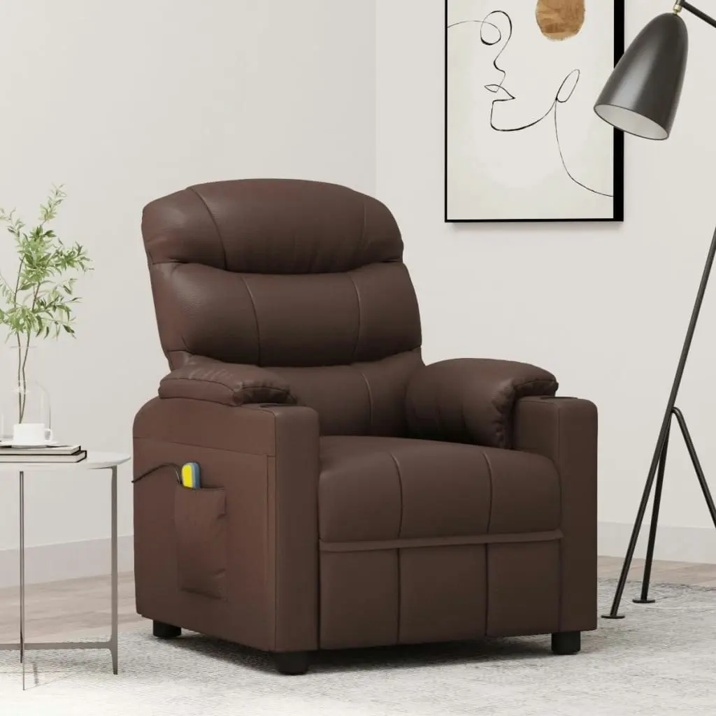 Massage Chair Brown Faux Leather 348065