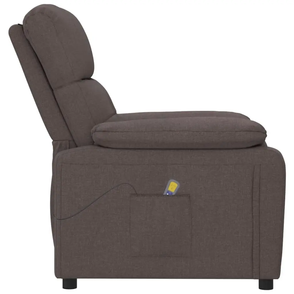 Massage Chair Dark Brown Fabric 348292