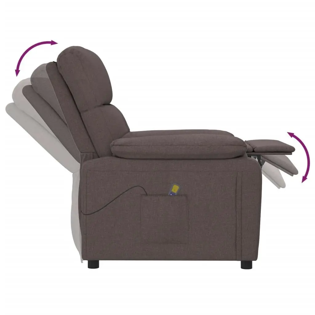 Massage Chair Dark Brown Fabric 348292