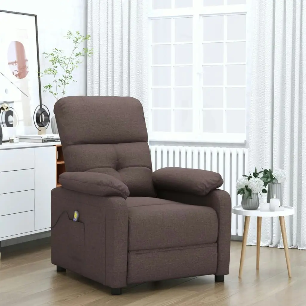 Massage Chair Dark Brown Fabric 348292