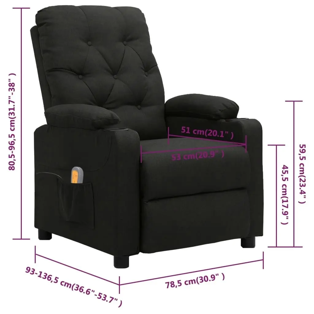 Massage Chair Black Fabric 339114