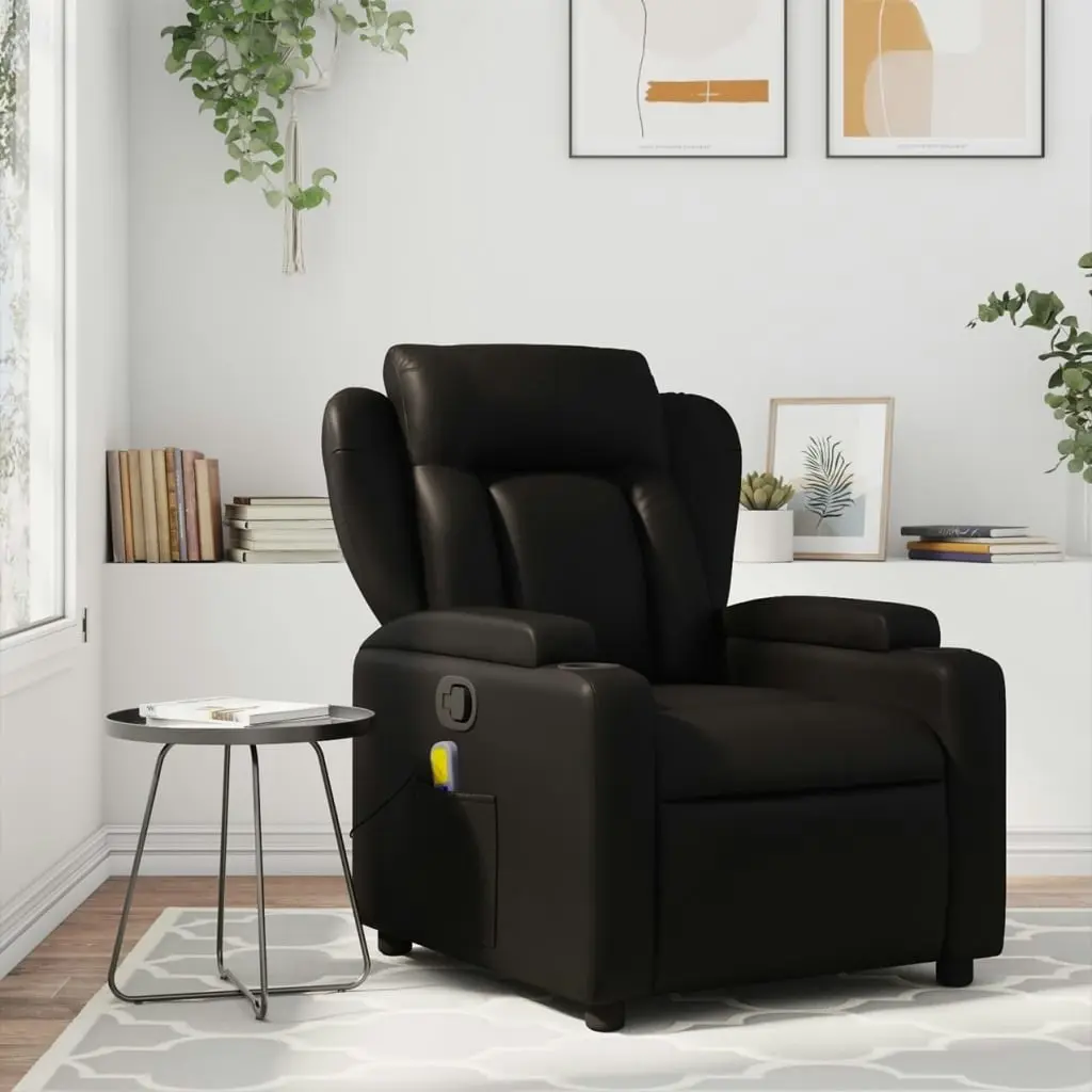 Massage Recliner Chair Black Faux Leather 3206020